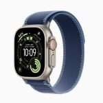 MEWR4Q/A – Apple Watch Ultra 3 49mm Natural Titanium Black / Bright Blue Trail Loop S/M