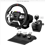 Steering wheel Genius GX Gaming SpeedMaster X5 FF, wheel with pedals and gear schift, USB-C, black, PC, PS4, XBOX One