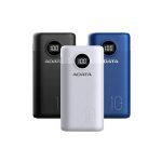 סוללת גיבוי ניידת P10000QCD בנפח 10,000mAh עם צג לד וחיבורי Type-C / USB-A מבית ADATA - צבע כחול